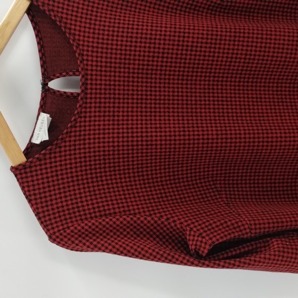 Van Heusen red black check blouse size large elbow sleeve with stretch VanHeusen - Picture 2 of 6